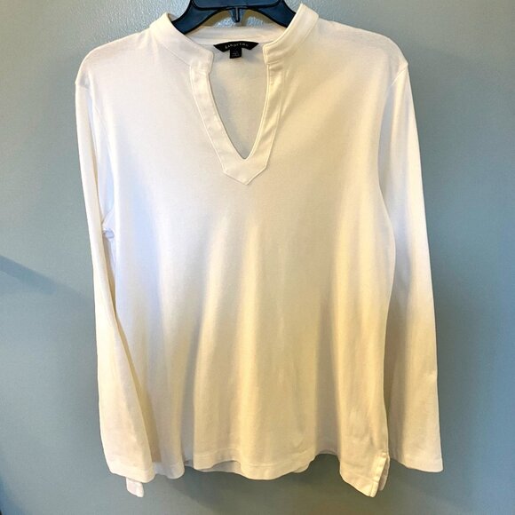 Lands' End Tops - Lands' End Womens White V-neck Long Sleeve Top Size Medium